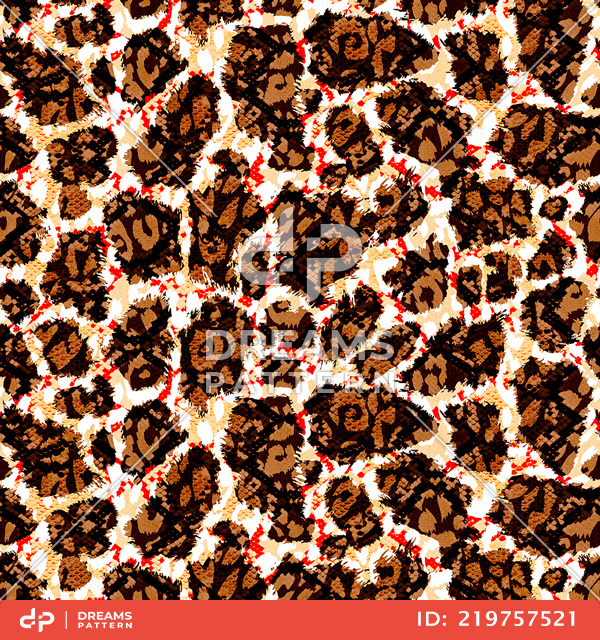 Abstract Texture Pattern, Seamless Mix Snake and Leopard Skin Pattern.