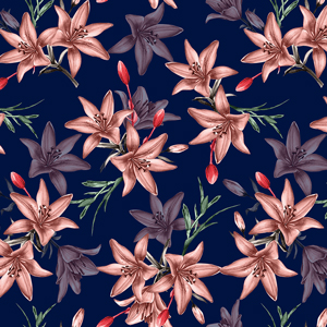 Seamless Floral Pattern with Leaves, Colorful Flowers Design Ready for Textile Prints.