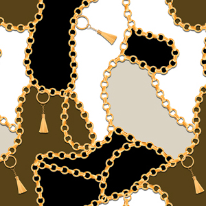 Seamless Golden Chains Pattern with Colored Background. Ready for Textile Print.
