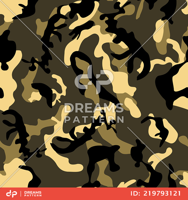 Seamless Army Camouflage, Colored Military Background Ready for Textile Prints.