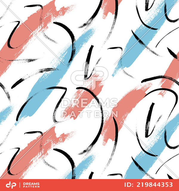 Seamless Hand Drawn Texture Pattern, Watercolor Brush Design for Textile Prints.