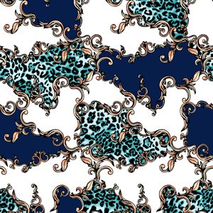 Leopard Skin and Baroque, Seamless Colored Pattern Patch for Textile Print.
