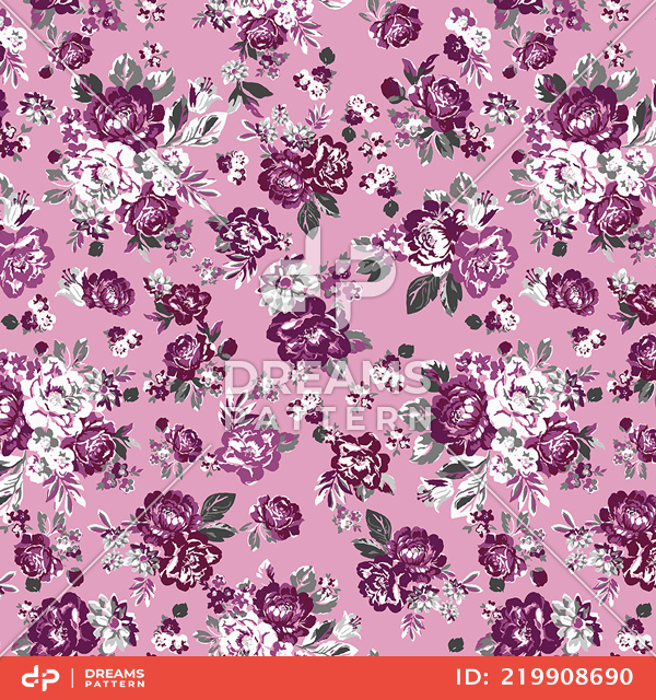 Watercolor Illustration Seamless Flowers Pattern. Ready for Textile Prints.