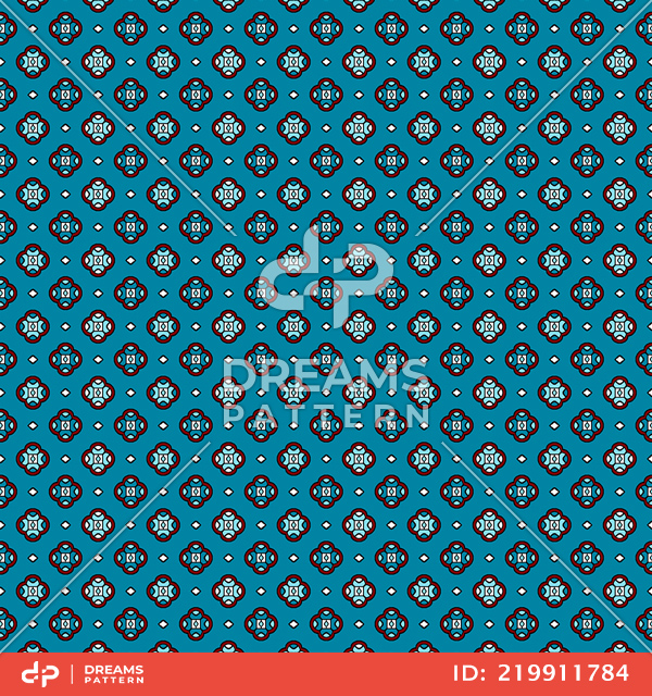 Seamless Abstract Design, Geometric Pattern on Blue Background.