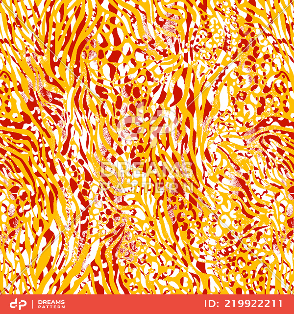 Seamless Colored Animal Skin Pattern, Mixed Watercolor Effect Design.