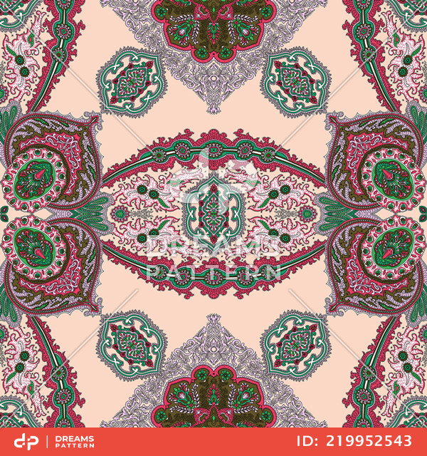 Seamless Luxury Decorative Pattern, Beautiful Symmetric Texture Ready for Textile Prints.