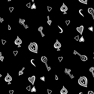 Seamless Pattern of Playing Cards Icons with Keys. Repeated Design for Textile Prints.