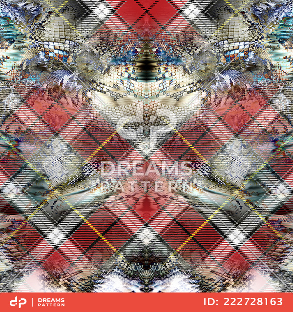 Abstract Design of Plaids and Animals Skin Ready for Textile Prints.