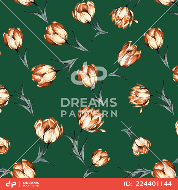 Seamless Floral Design on Colored Background Ready for Textile Prints.