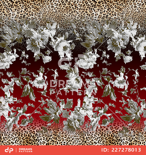 Animals Skin with Flowers Design Ready for Textile Prints.