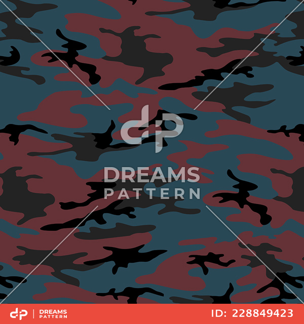 Seamless Army Camouflage, Colored Military Background Ready for Textile Prints.