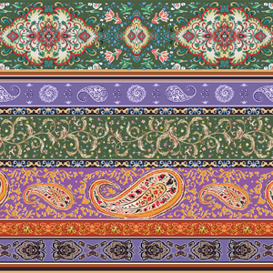 Seamless Design of Paisley and Indian Flower. Border Style for Textile and Decoration.