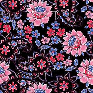 Beautiful Hand Drawn Floral Pattern with Paisley Ready for Fabric Prints.