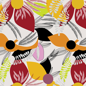 Seamless Modern Colorful Floral Pattern, Lined Art Drawing Ready for Textile Prints.