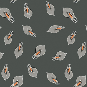 Abstract Lily Flowers Pattern, Seamless Design on Gray Ready for Textile Prints.