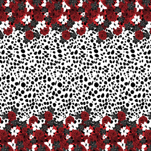 Red and Gray Flowers with Leopard Skin, Long Dress Pattern for Women.